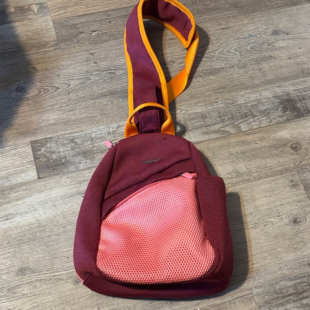 Baggallini Maroon and Pink Sling Backpack